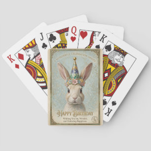 Whimsical Bunny Birthday Elegance Playing Cards