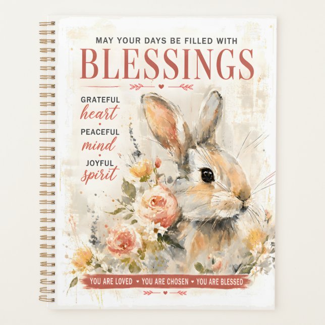 Whimsical Bunny Botanical Art Planner (Front)