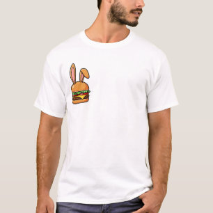 Whimsical Bunny Burger Illustration with Playful T-Shirt
