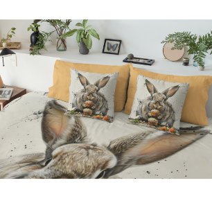 Whimsical Bunny Cupcake First Birthday Decorative Cushion