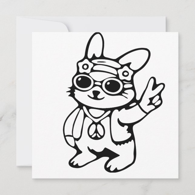 Whimsical bunny, groovy rabbit invitation (Front)