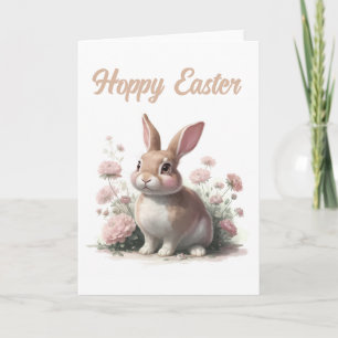 Whimsical Bunny Hoppy Easter Holiday Card