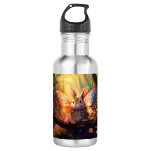 Whimsical bunny in an enchanted forest 532 ml water bottle