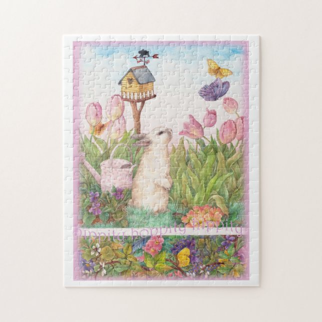 Whimsical Bunny in Spring Garden Jigsaw Puzzle (Vertical)
