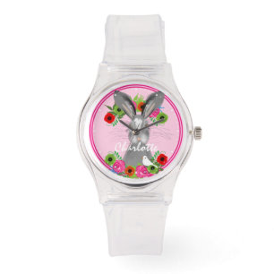 Whimsical Bunny Rabbit Cute Personalised Watch