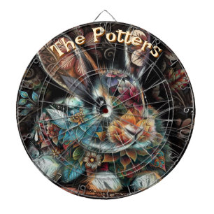 Whimsical Bunny Rabbit Floral Personalised Dartboard