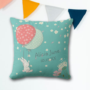 Whimsical Bunny Rabbit Template Nursery Cushion