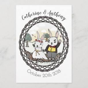 Whimsical Bunny Rabbit Wedding Invitation