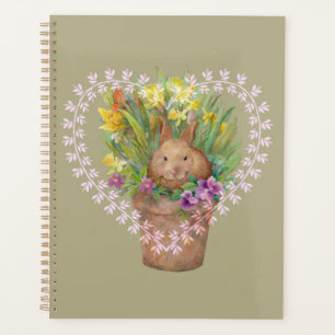 Whimsical Bunny, Spring Floral & Heart Planner