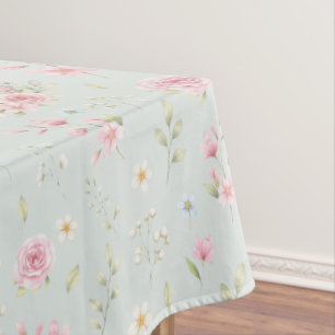 Whimsical Bunny Teapot Spring Floral Pattern Tablecloth