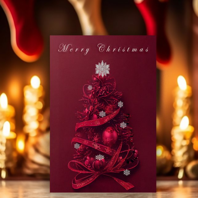 Whimsical Burgundy Christmas Tree Card (Creator Uploaded)