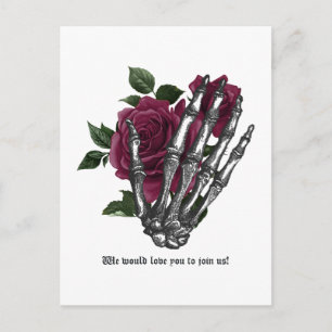 Whimsical Burgundy Floral Gothic Wedding Reminder Postcard