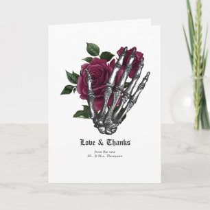 Whimsical Burgundy Gothic Wedding Thank You Card