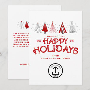 Whimsical Business Christmas Clients Customers Red Holiday Card