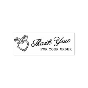 Whimsical Business Thank You Script Heart Bow Self-inking Stamp