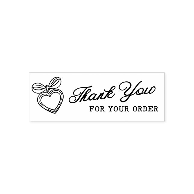 Whimsical Business Thank You Script Heart Bow  Self-inking Stamp (Design)