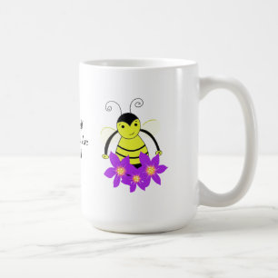 Whimsical Busy Bee with Flowers Coffee Mug