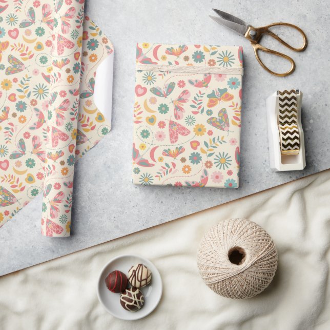 Whimsical Butterflies and Floral Pattern Wrapping Paper (Crafts)