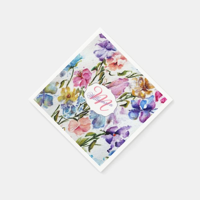 WHIMSICAL BUTTERFLIES AND FLOWERS NAPKIN (Corner)