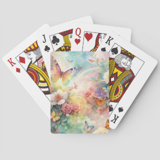 Whimsical Butterflies and Flowers Playing Cards