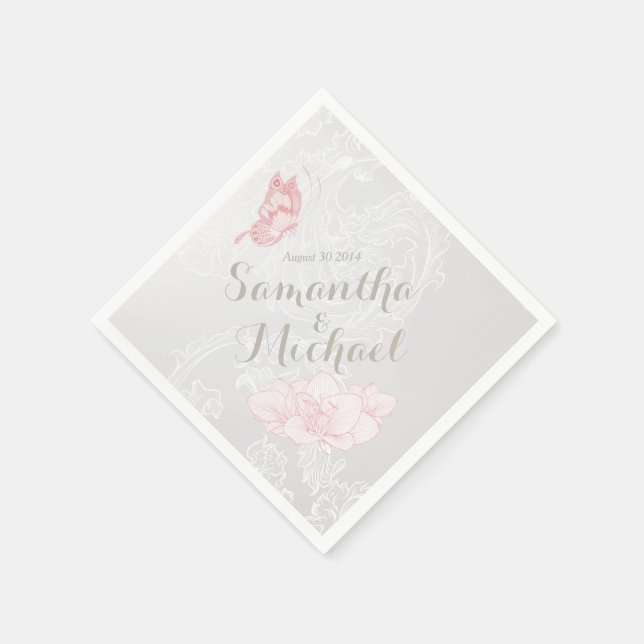 Whimsical Butterflies and Lace Party Napkins (Corner)