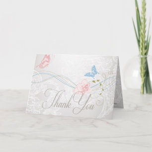 Whimsical Butterflies and Lace Thank You Card