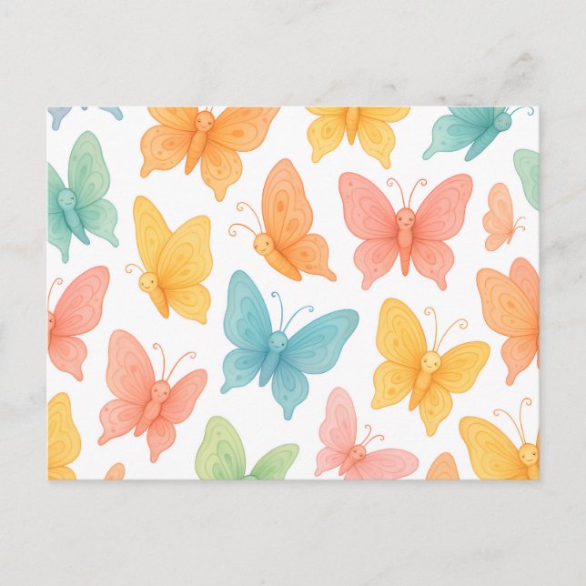 "Whimsical Butterflies" Announcement Postcard (Front)