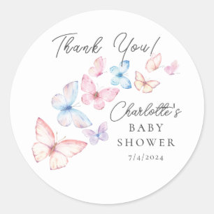 Whimsical Butterflies Baby Shower Classic Round Sticker