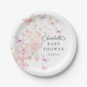 Whimsical Butterflies Baby Shower Paper Plate