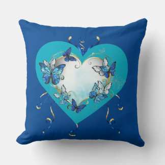 Whimsical Butterflies Heart Pillow