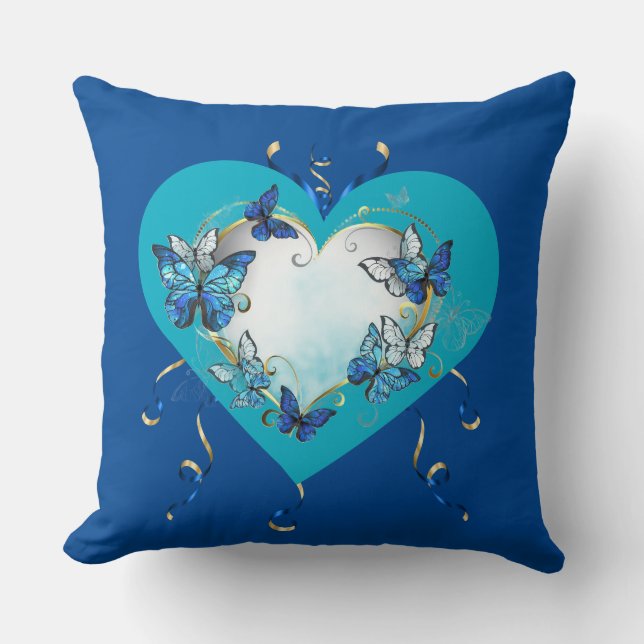 Whimsical Butterflies Heart Pillow (Front)