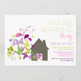 Whimsical Butterflies House Warming Party Invite