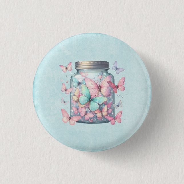 Whimsical Butterflies in a Jar 3 Cm Round Badge (Front)