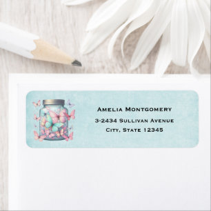 Whimsical Butterflies in a Jar - Address Return Address Label