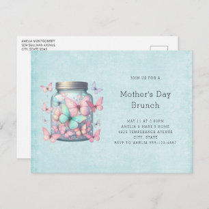 Whimsical Butterflies in a Jar Mother's Day Brunch Invitation Postcard
