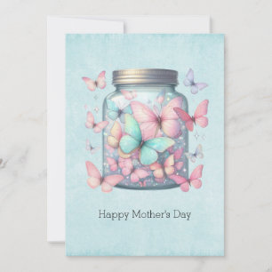 Whimsical Butterflies in a Jar Mother's Day Holiday Card