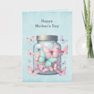 Whimsical Butterflies in a Jar Mother's Day Holiday Card