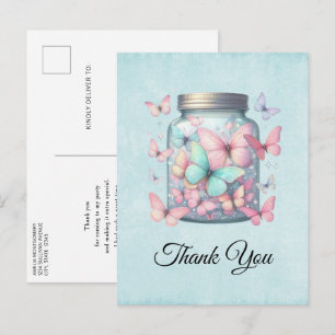 Whimsical Butterflies in a Jar Thank You Postcard