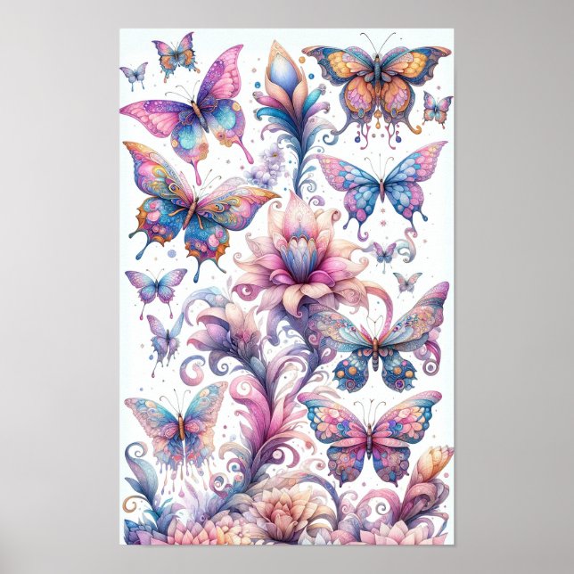 Whimsical Butterflies Wall Art (Front)