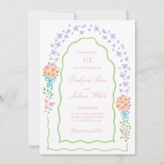 Whimsical Butterfly and Floral Wedding Invitation