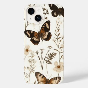 Whimsical Butterfly and Flower Pattern Case-Mate iPhone 14 Case