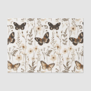 Whimsical Butterfly and Flower Pattern Tissue Paper