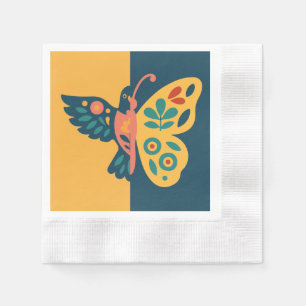 Whimsical butterfly and hummingbird Design Napkin