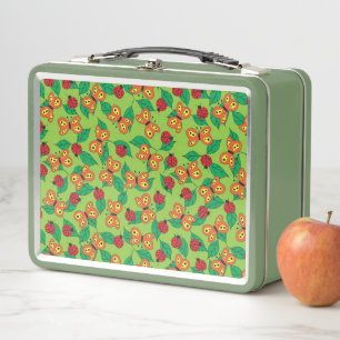 Whimsical Butterfly and Ladybug Garden Metal Lunch Box