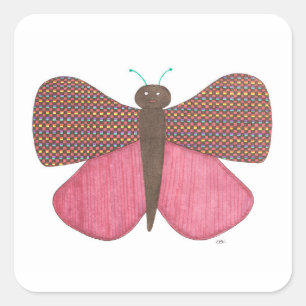 Whimsical Butterfly Art Sticker-Erin Brie Art Squa Square Sticker