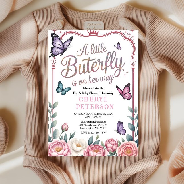 Whimsical Butterfly Baby Shower Invitation (Creator Uploaded)