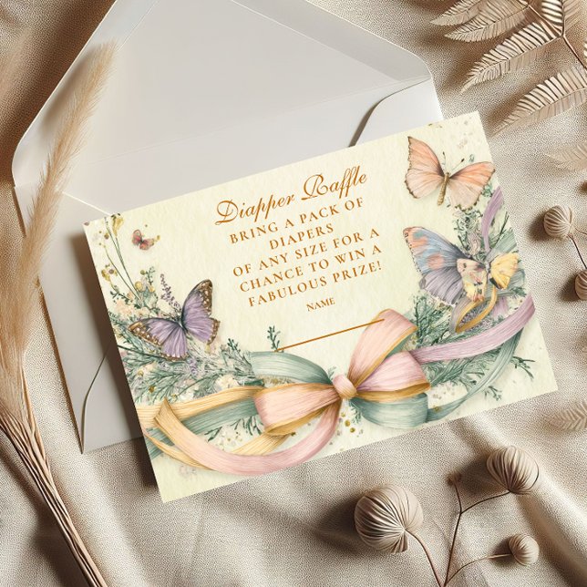 Whimsical Butterfly Bow Diapper Raffle Enclosure Card (Creator Uploaded)