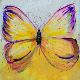 Whimsical Butterfly Flat Note Thank You Card