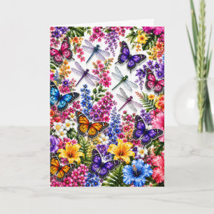 Whimsical Butterfly Floral Card
