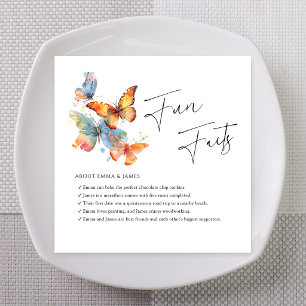 Whimsical Butterfly Fun Facts Wedding Napkin